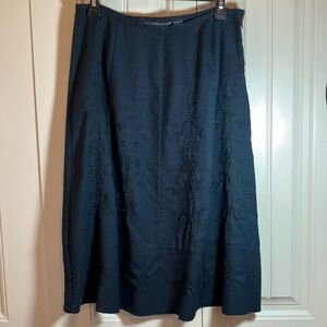 Hillard&Hanson black embroidered linen blend skirt